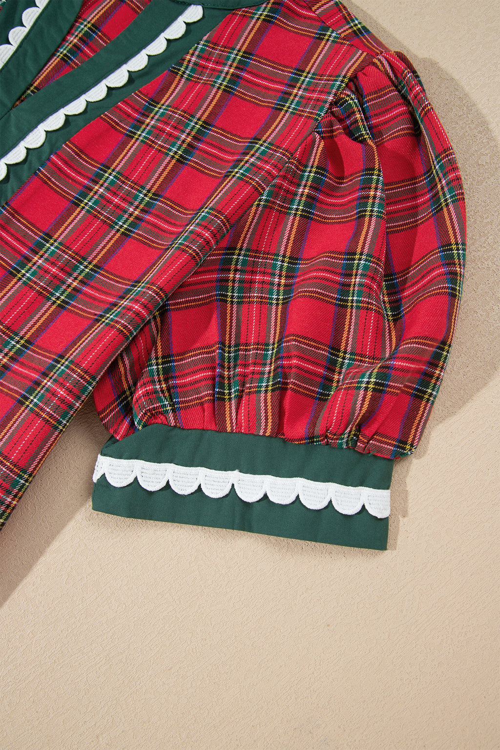 Red Plaid Mini Mini Shift Style Short Sleeve Dress