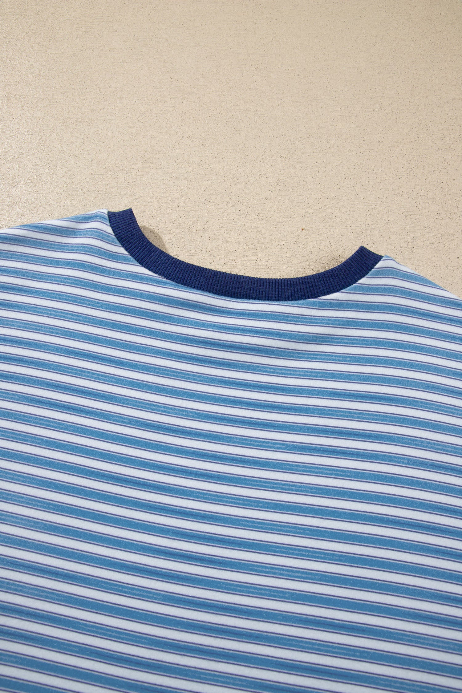 Sky Blue Stripe Long Sleeve Oversized Top Pocketed Casual Shorts Two Piece Set