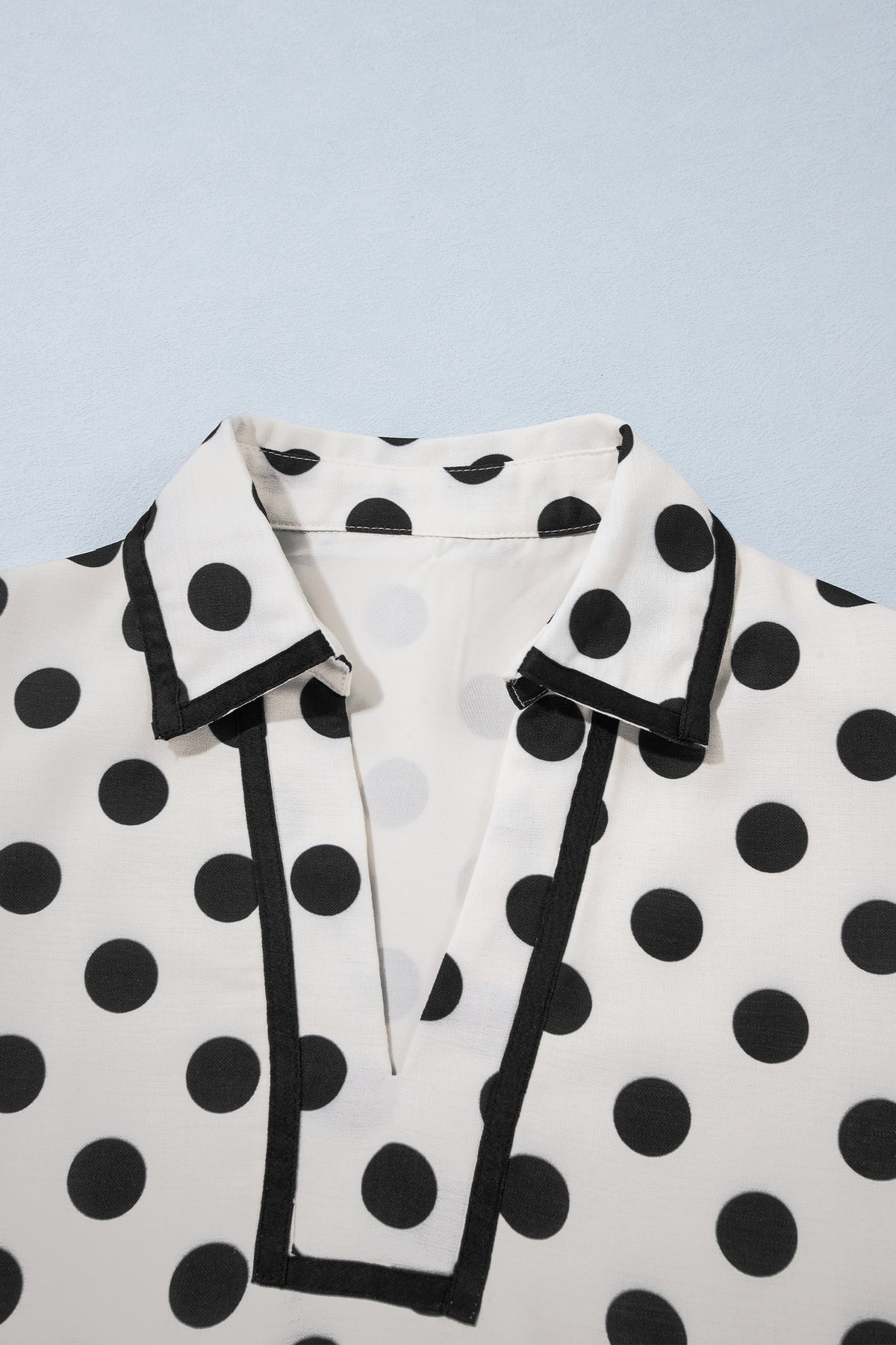 White Polka Dot Half Sleeve Collar V Neck Pocketed Casual Mini Dress