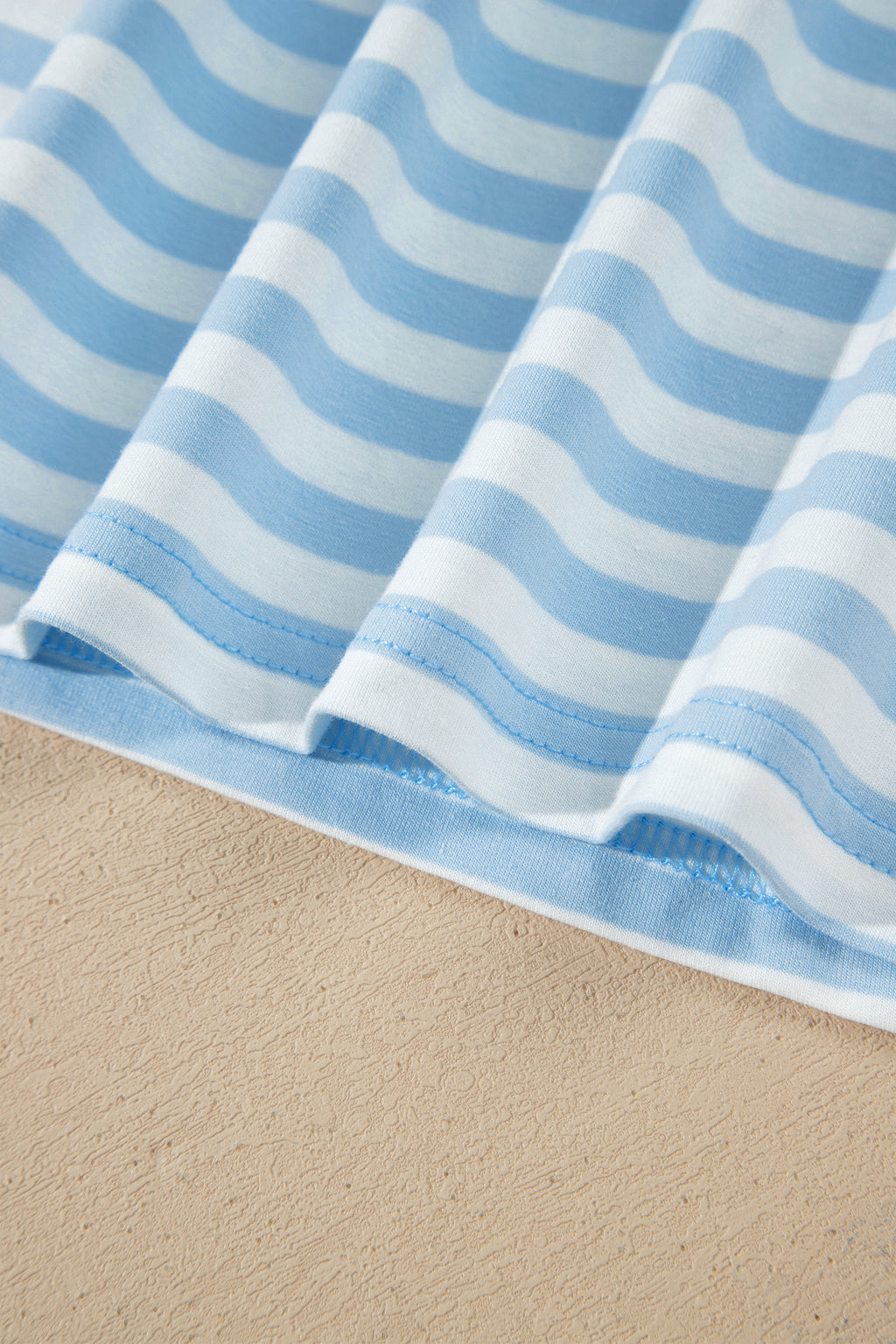 Sky Blue Stripe Slim Tank Contrast Ruffle Mini Skirt Set