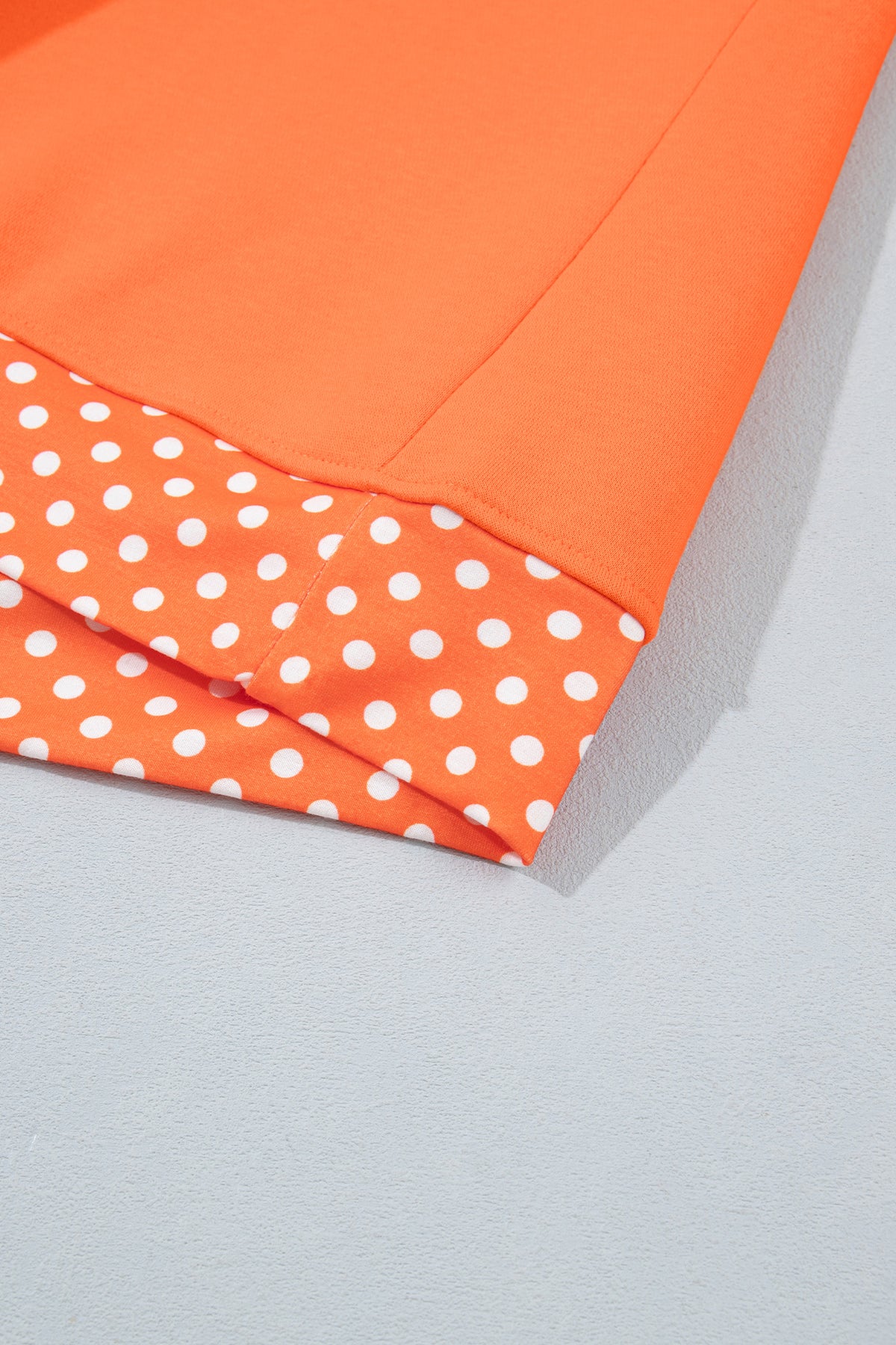 Fiery Red Colorblock Polka Dot Contrast Trim Oversized Sweatshirt
