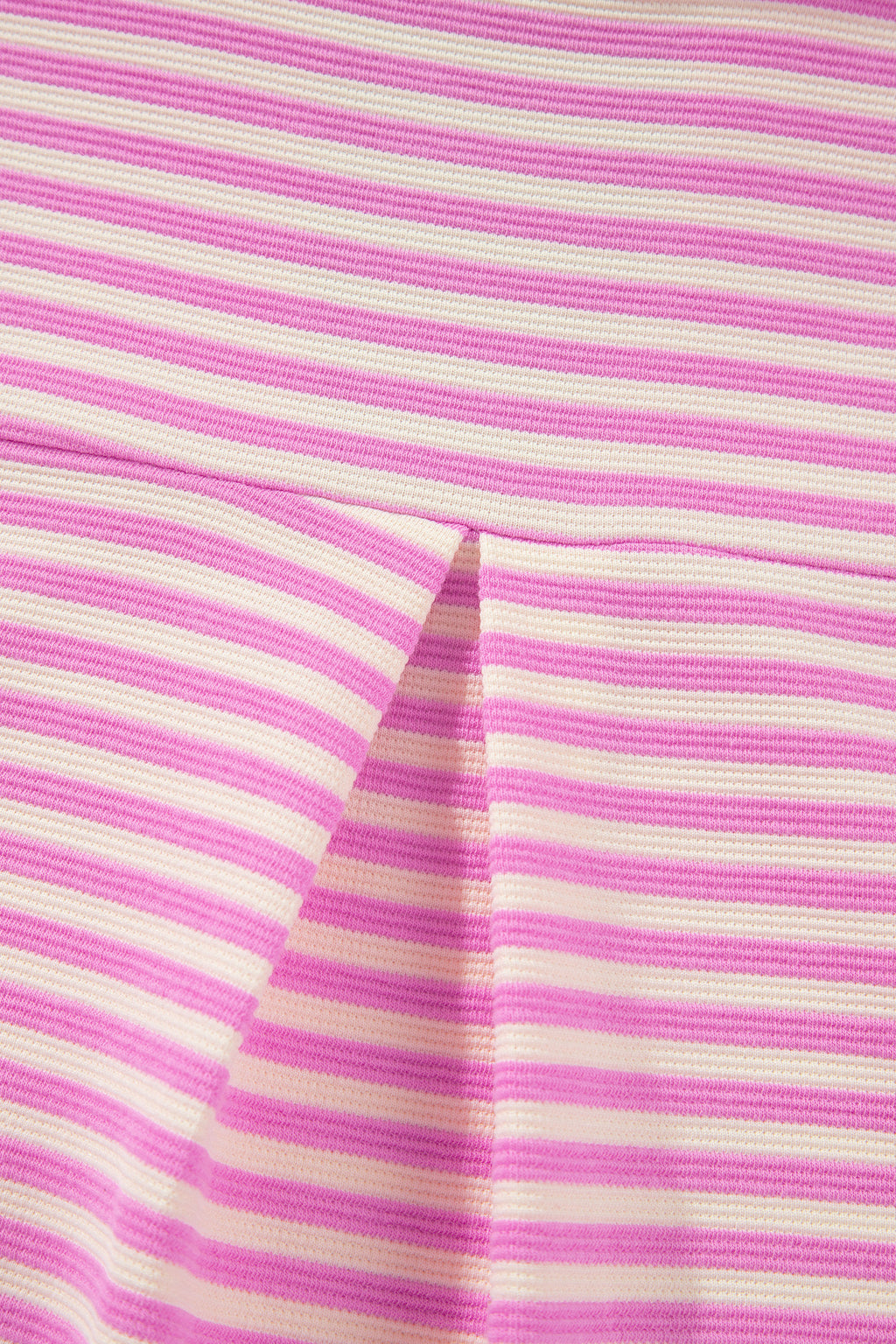 Pink Stripe Color Block Detail Split Neck Short Sleeve Blouse