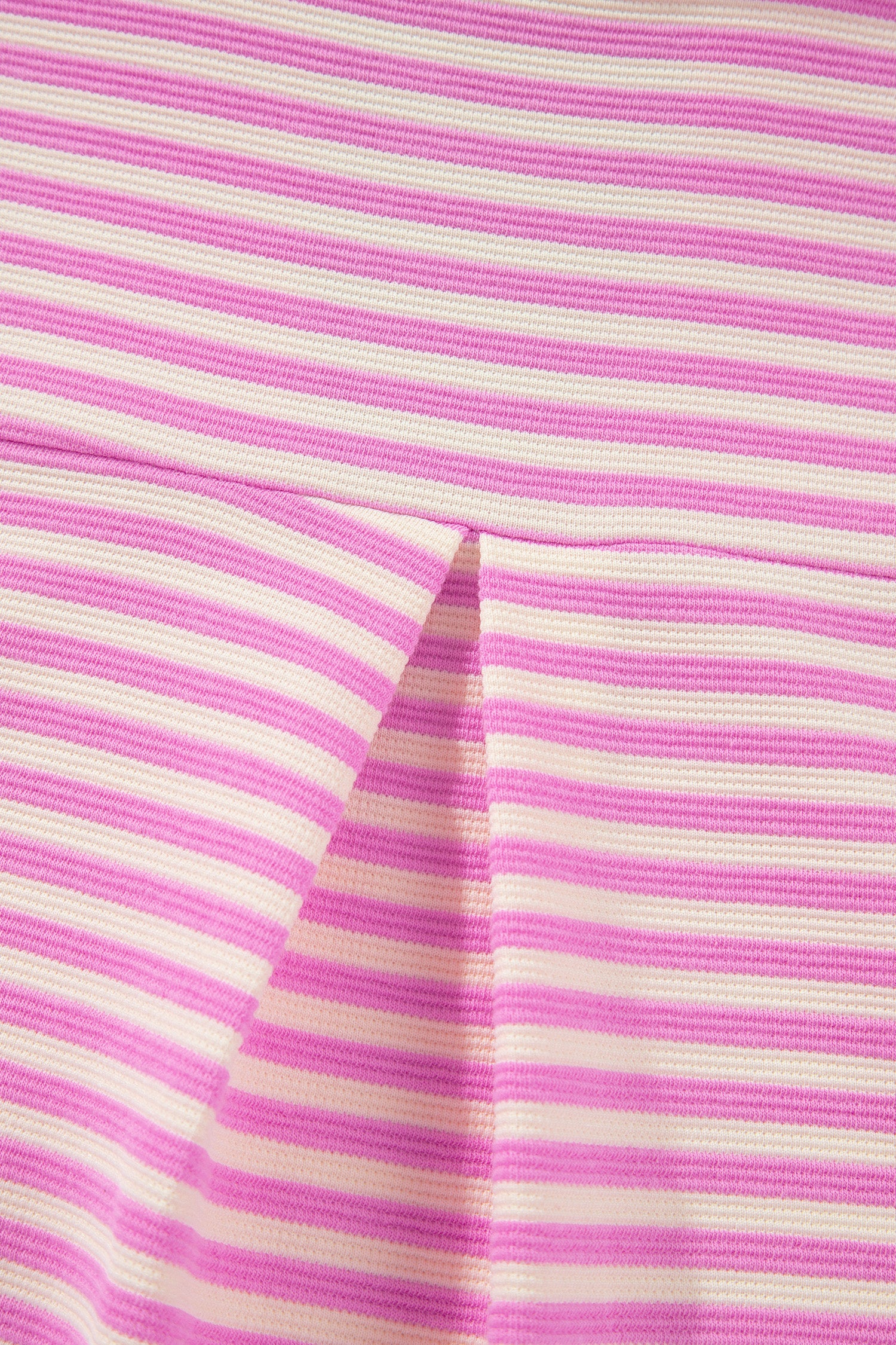 Pink Stripe Color Block Detail Split Neck Short Sleeve Blouse