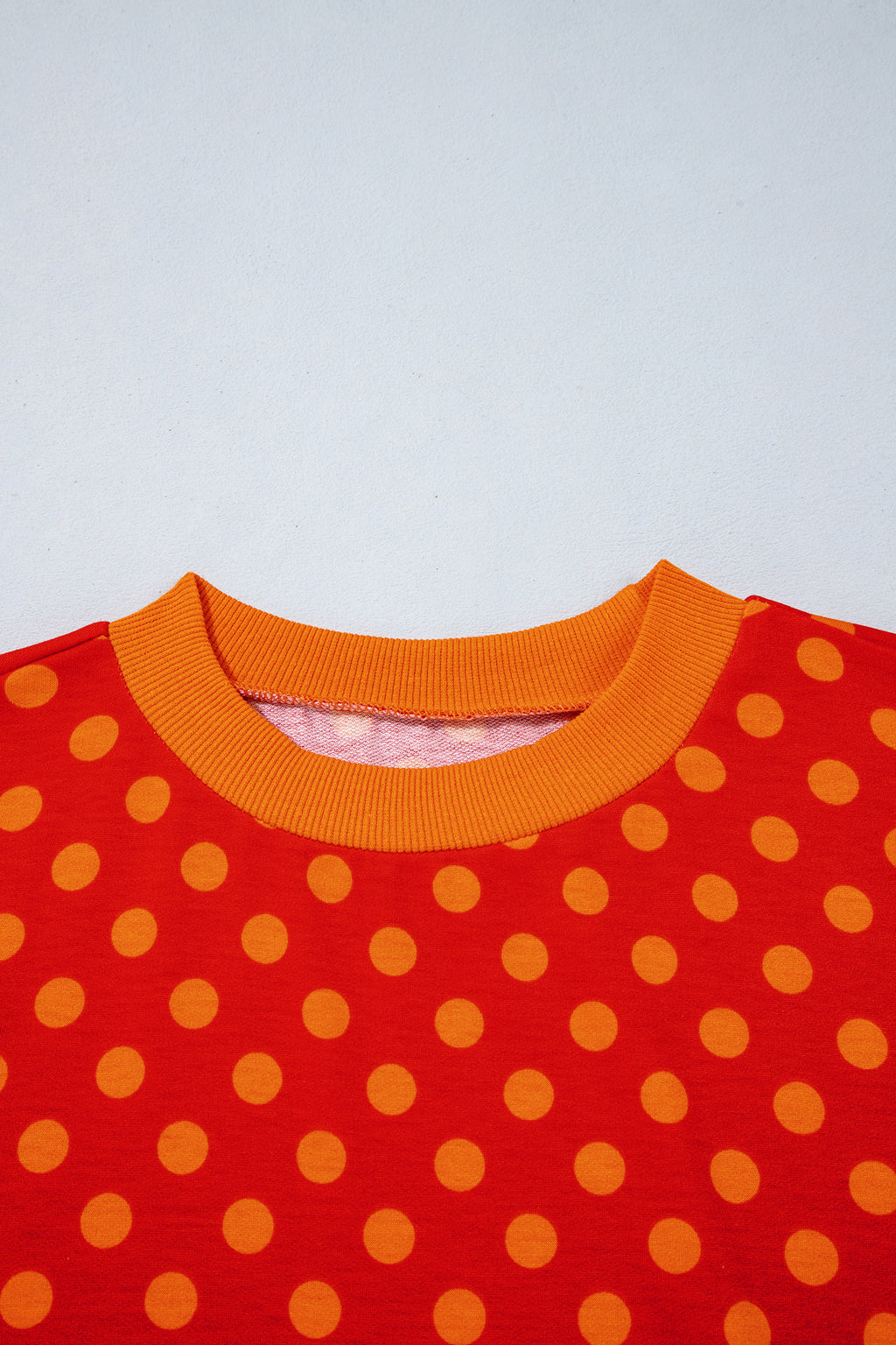 Green Polka Dot Print Contrast Trim Round Neck Bracelet Sleeve Top