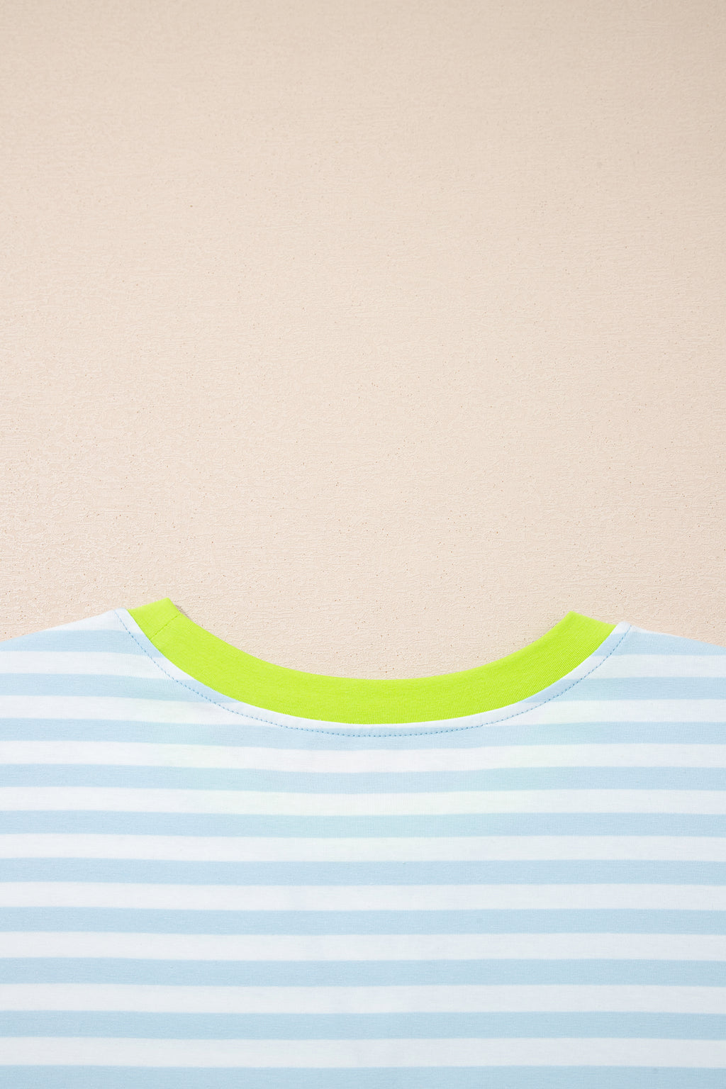 Yellow Stripe Contrast Neck Loose Tee and Drawstring Shorts Set