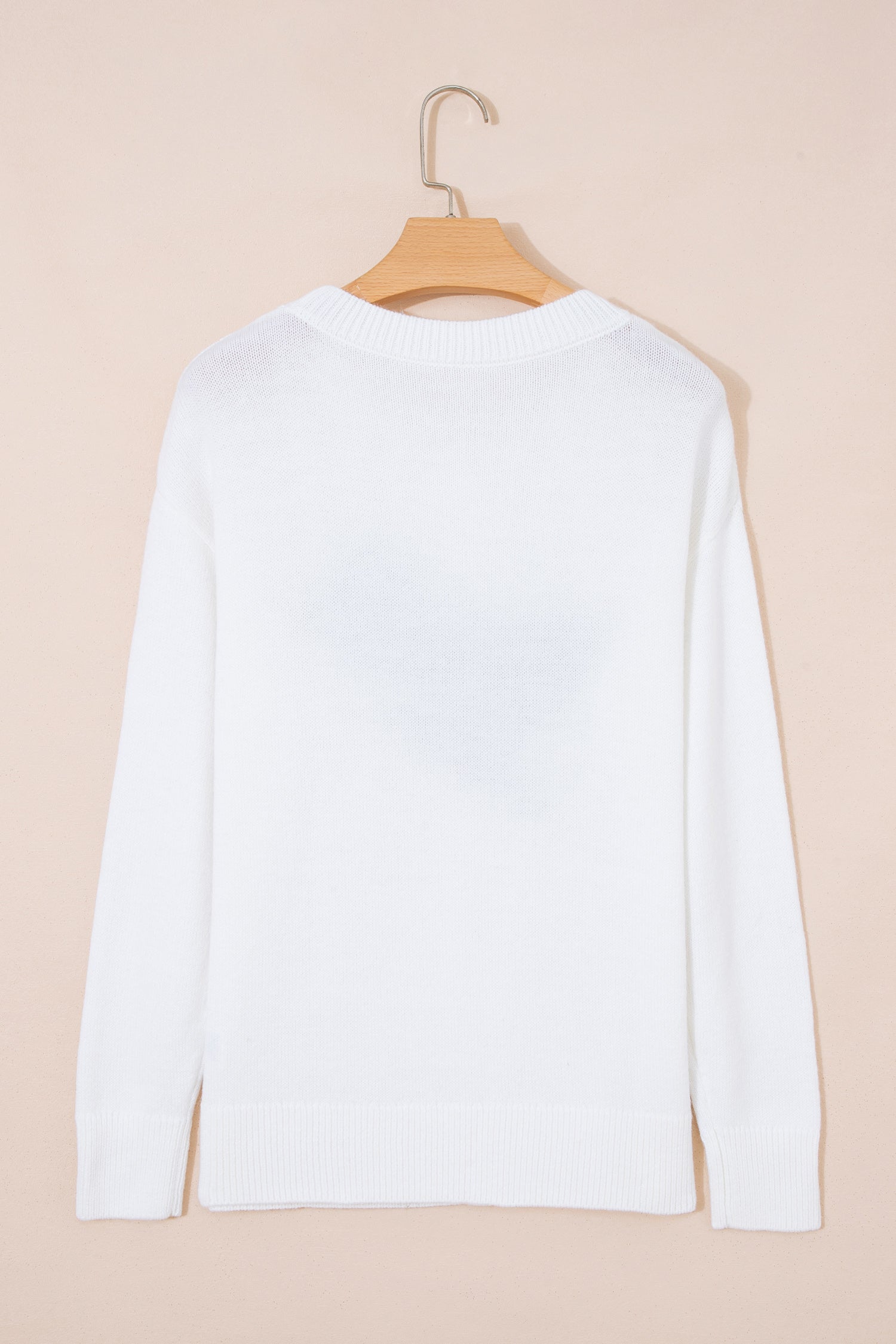 White Retro Flying Mallard Pattern Drop Shoulder Pullover Sweater