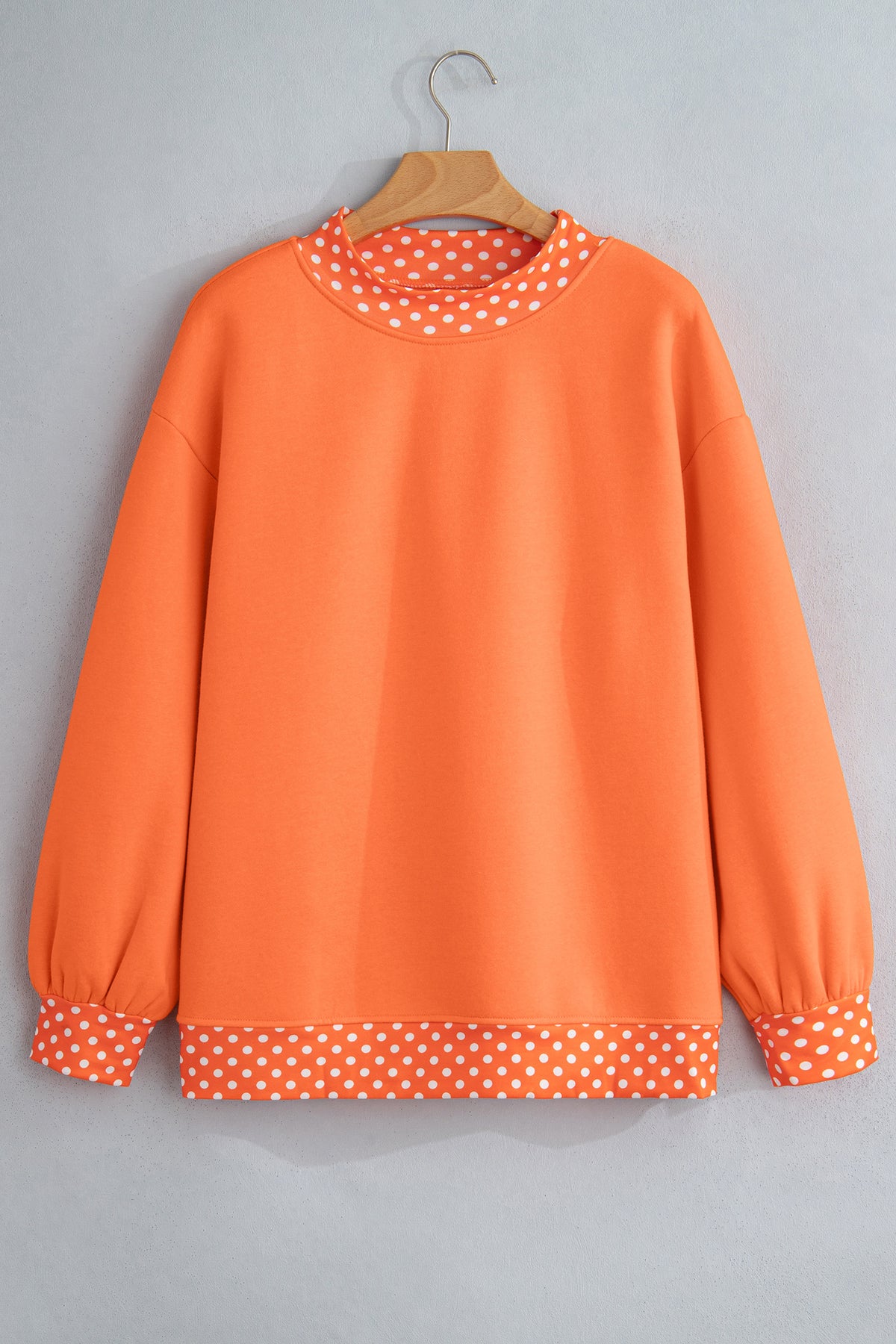 Fiery Red Colorblock Polka Dot Contrast Trim Oversized Sweatshirt